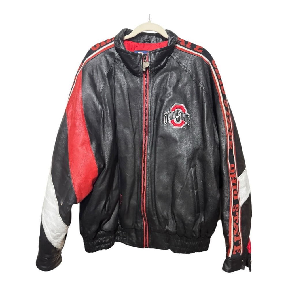 RARE VINTAGE 90's OHIO STATE BUCKEYES PRO PLAYER  LEATHER JACKET XL